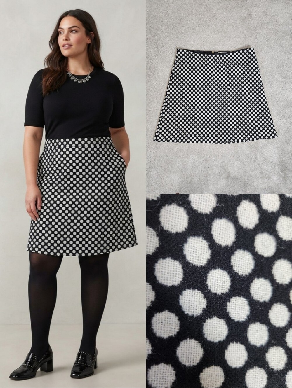 Boden Polka Dot Wool Blend Skirt Sz 18 Professional Workwear Academia Preppy